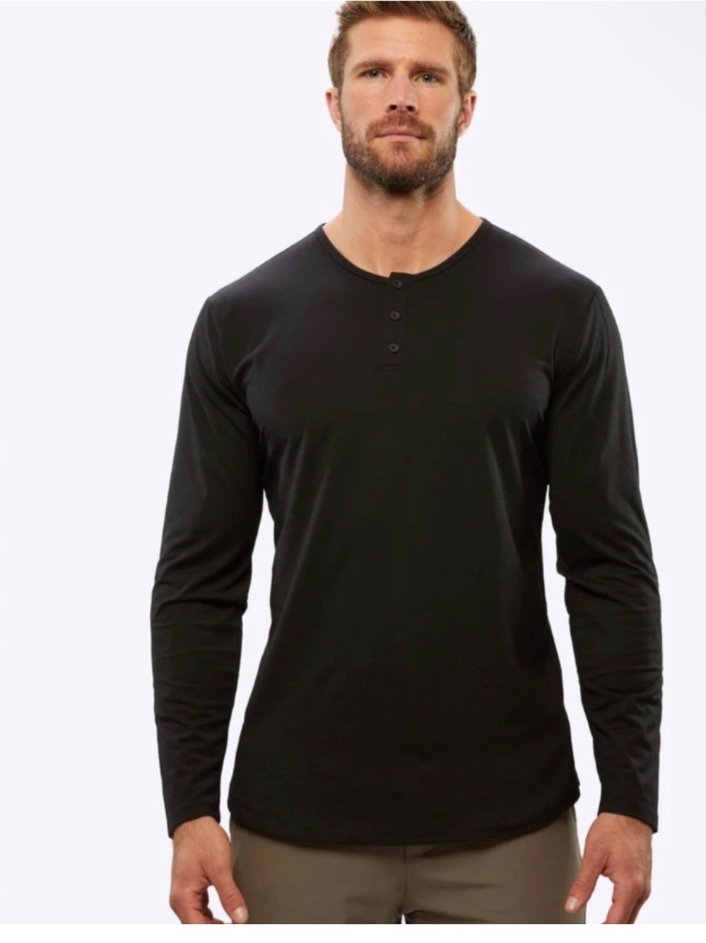 Cuts Clothing Men's Black Long Sleeve Henley